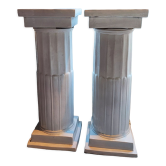 Pair of glazed terracotta harness columns