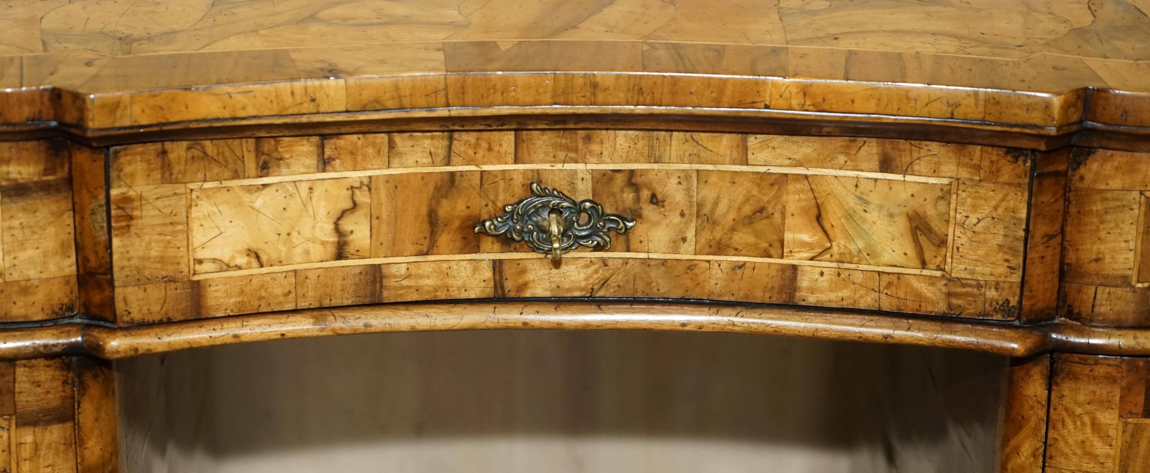 Antique Italian writing desk in olive wood circa 1860
