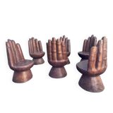 Set of 6 wooden "hand" chairs