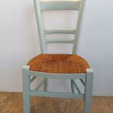 Suite of 4 chairs in wood and straw