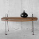 Stool with minimalist wood and metal slats