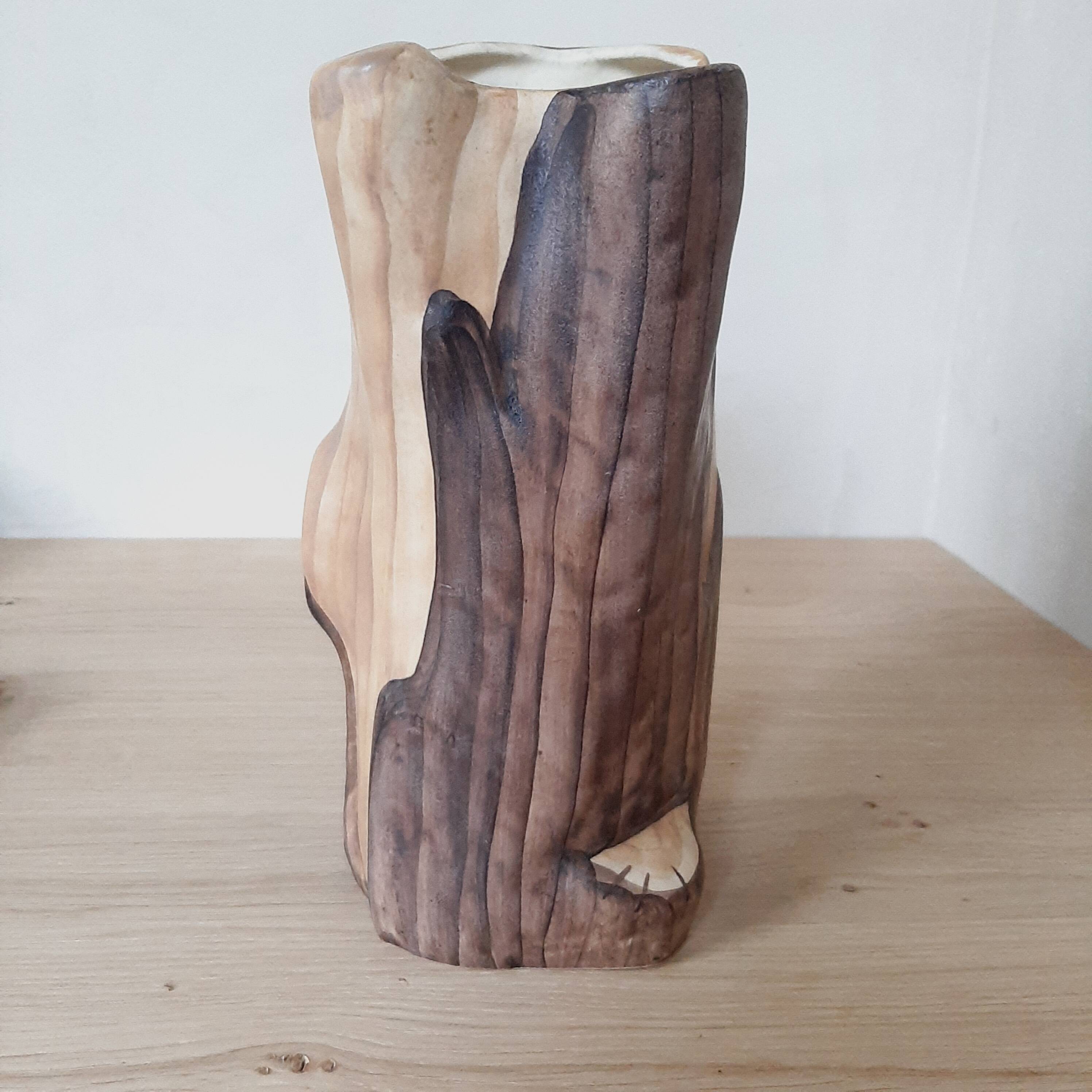 Vase Imitation Bois Mat Vintage