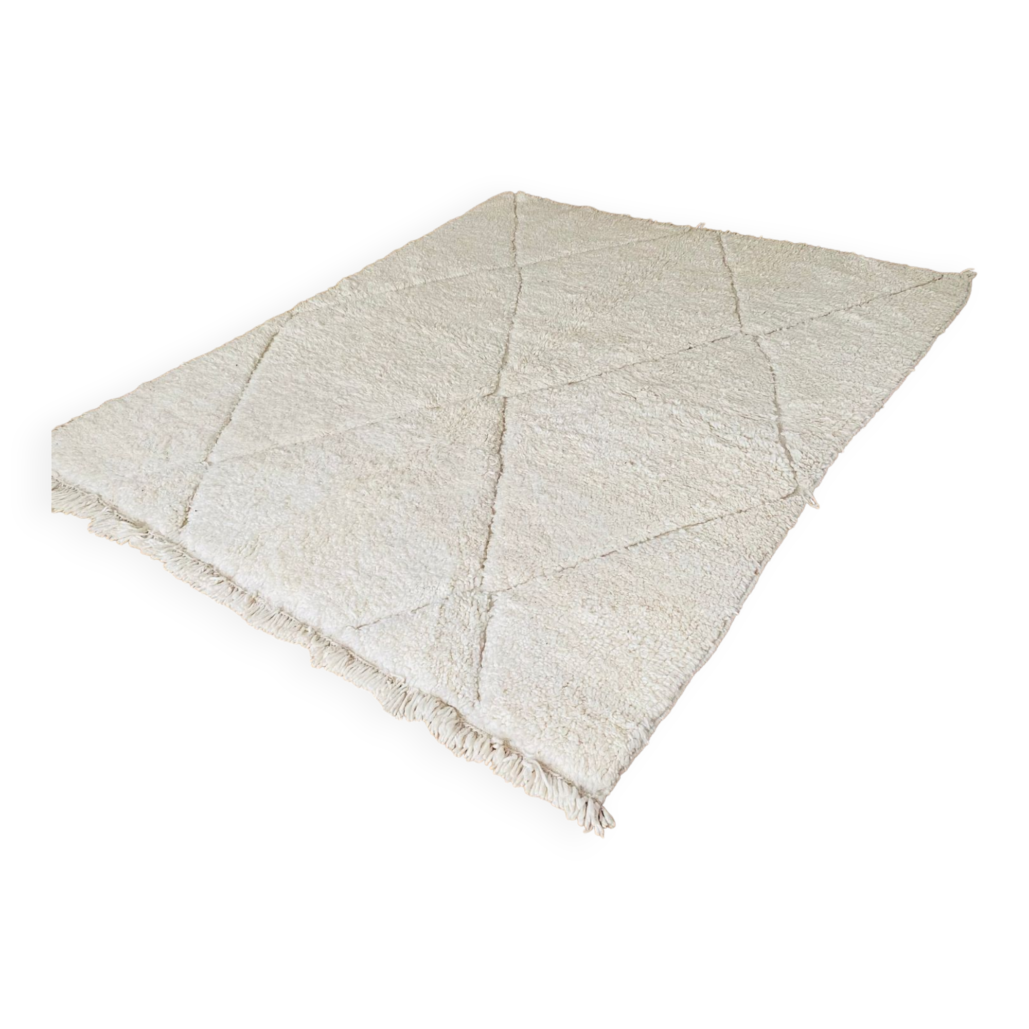 Berber carpet Beni Ouarain plain cream patterns in relief 196x172