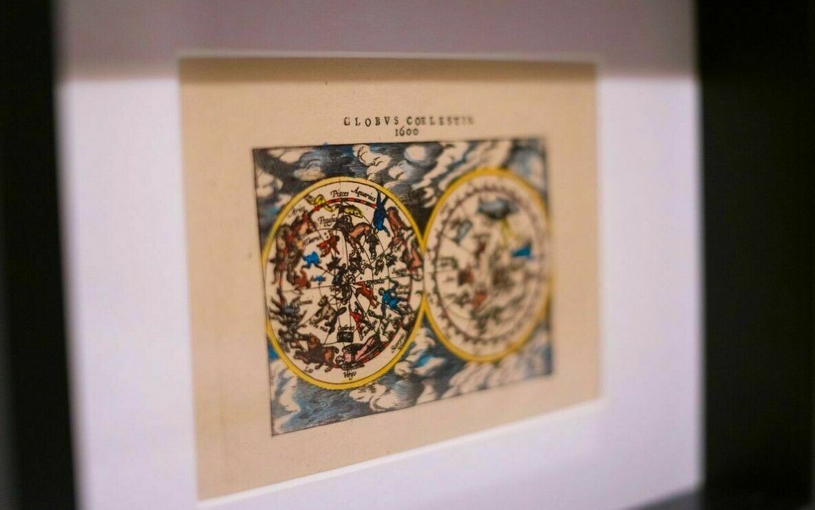 Engraving latin celestial map 1600