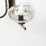 See Delmas chandelier, 3 arms, black and gold, clear glass, 1960