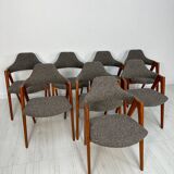 1960s set of 8 Compass teak dining chairs by Kai Kristiansen for Schou Andersen Møbelfabrik