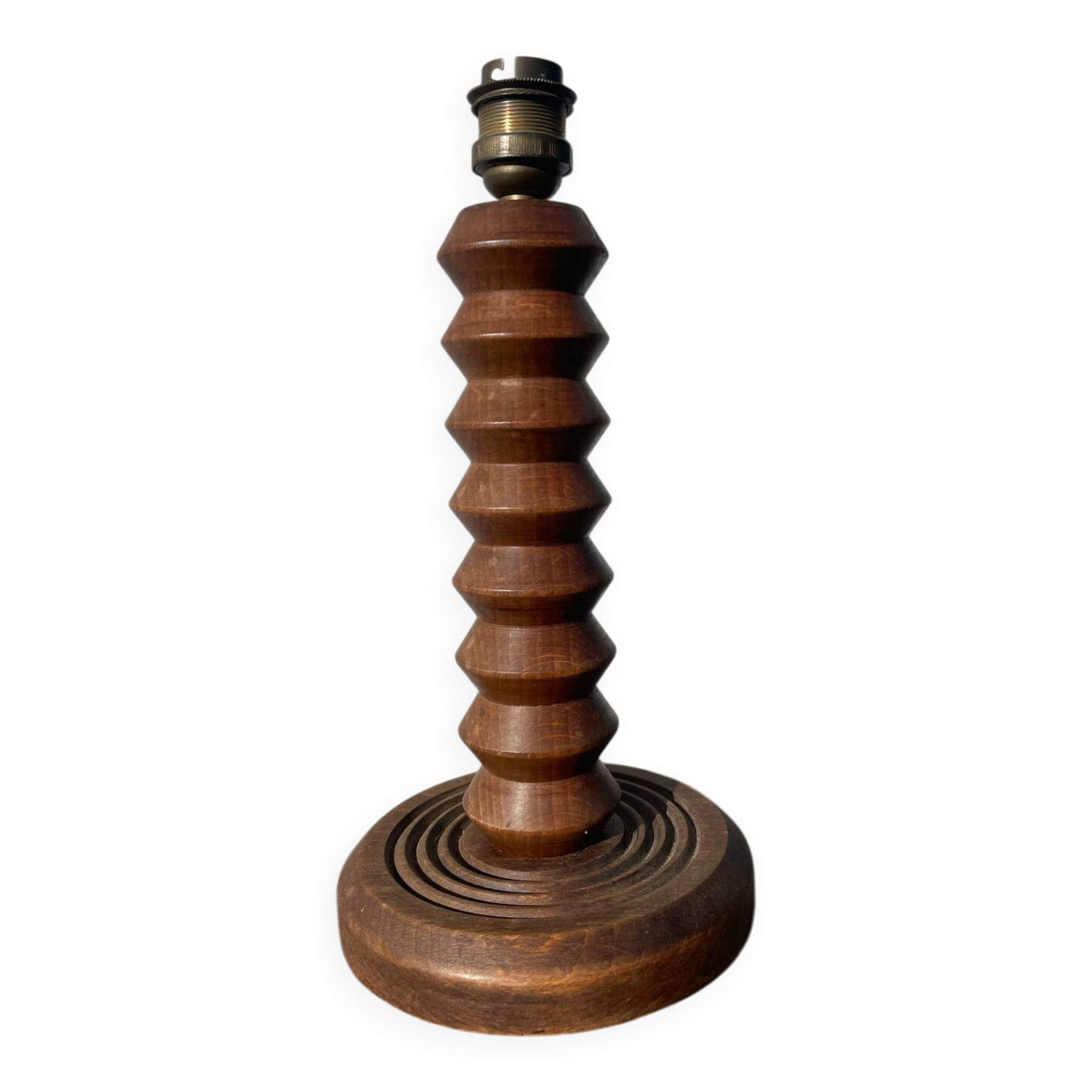 Art Deco wooden lamp base in the style of Charles Dudouyt.