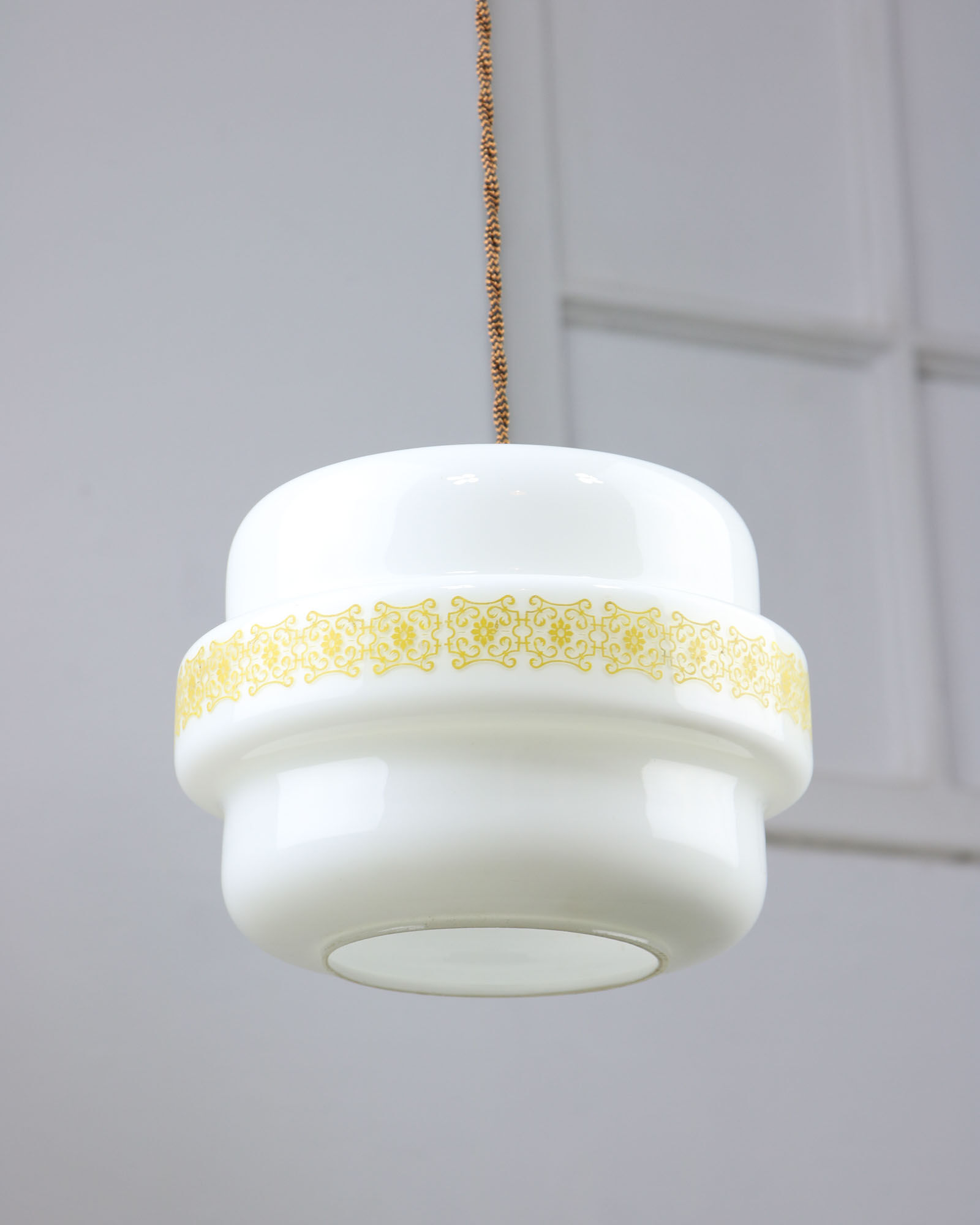 Mid-century Glass & Brass Pendant Lamp