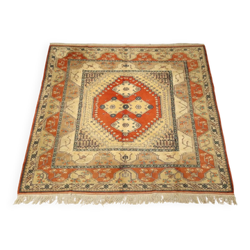 Antique Kars rug made of cotton and wool, hand-knotted, 102 x 100 in.