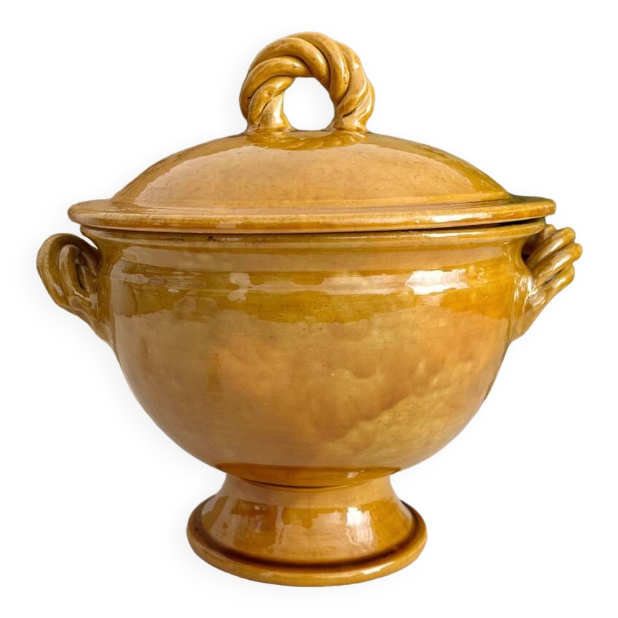 Aegitna Vallauris mustard yellow glazed terracotta soup tureen