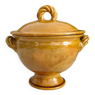 Aegitna Vallauris mustard yellow glazed terracotta soup tureen