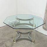 Octagonal dining table, Italian design, circa 1970.