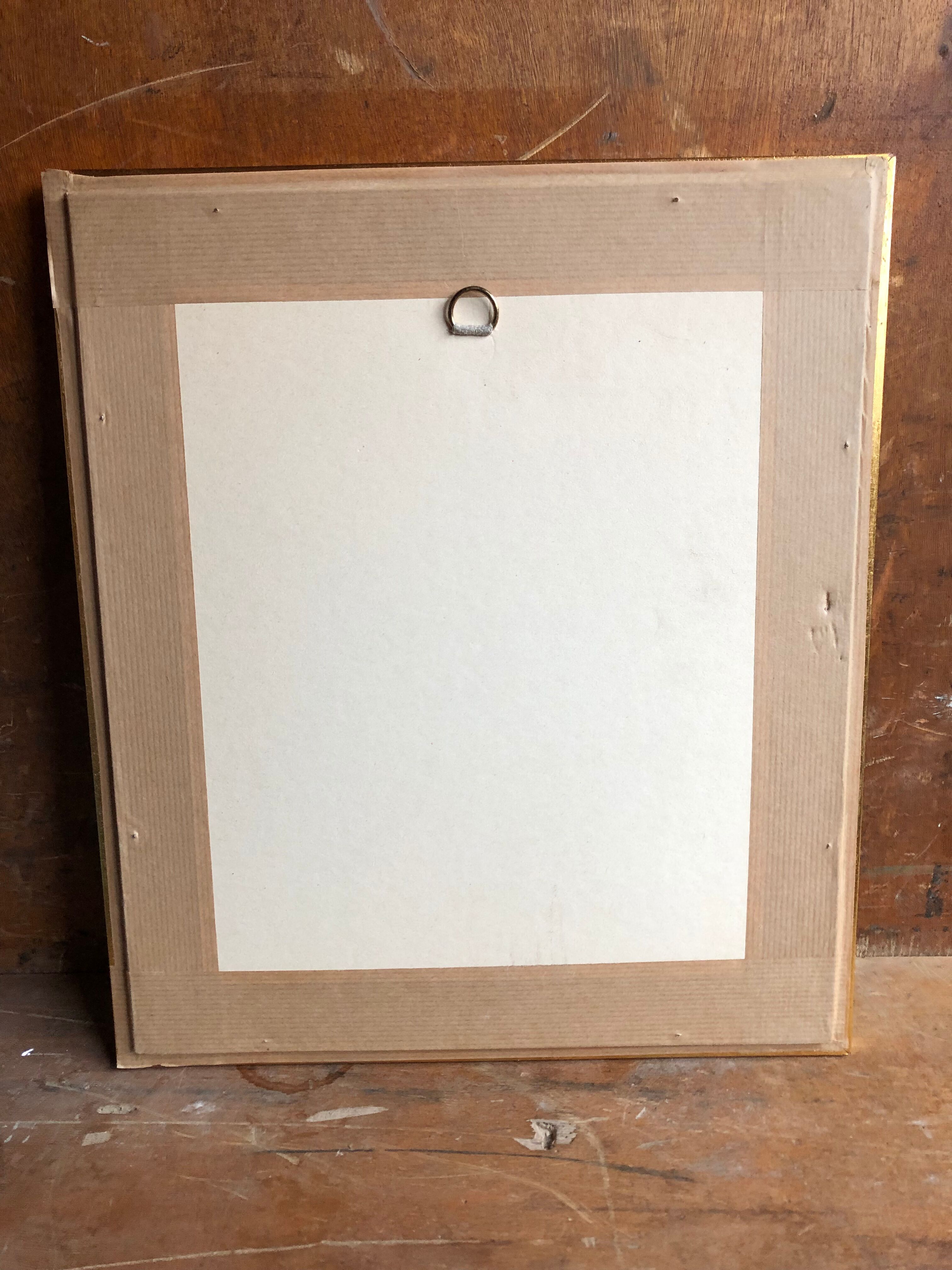 Old lithography botanical plate rose hundred sheets & golden frame vintage