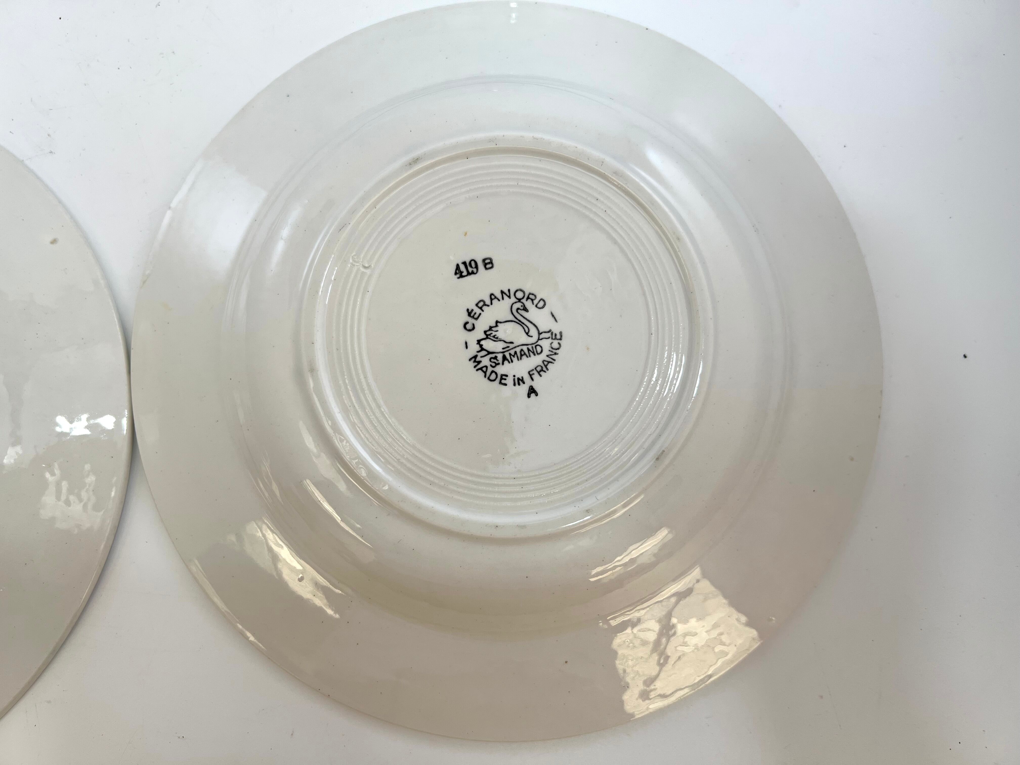 6 hollow plates vintage white flower blue Ceranord