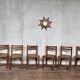 Series of 6 vintage wooden chairs 1960
