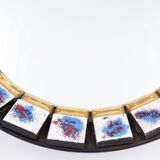 Miroir mural rond en céramique, Belgique, 1970