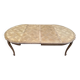 Round extendable dining table Louis XV stripped in solid oak 1950