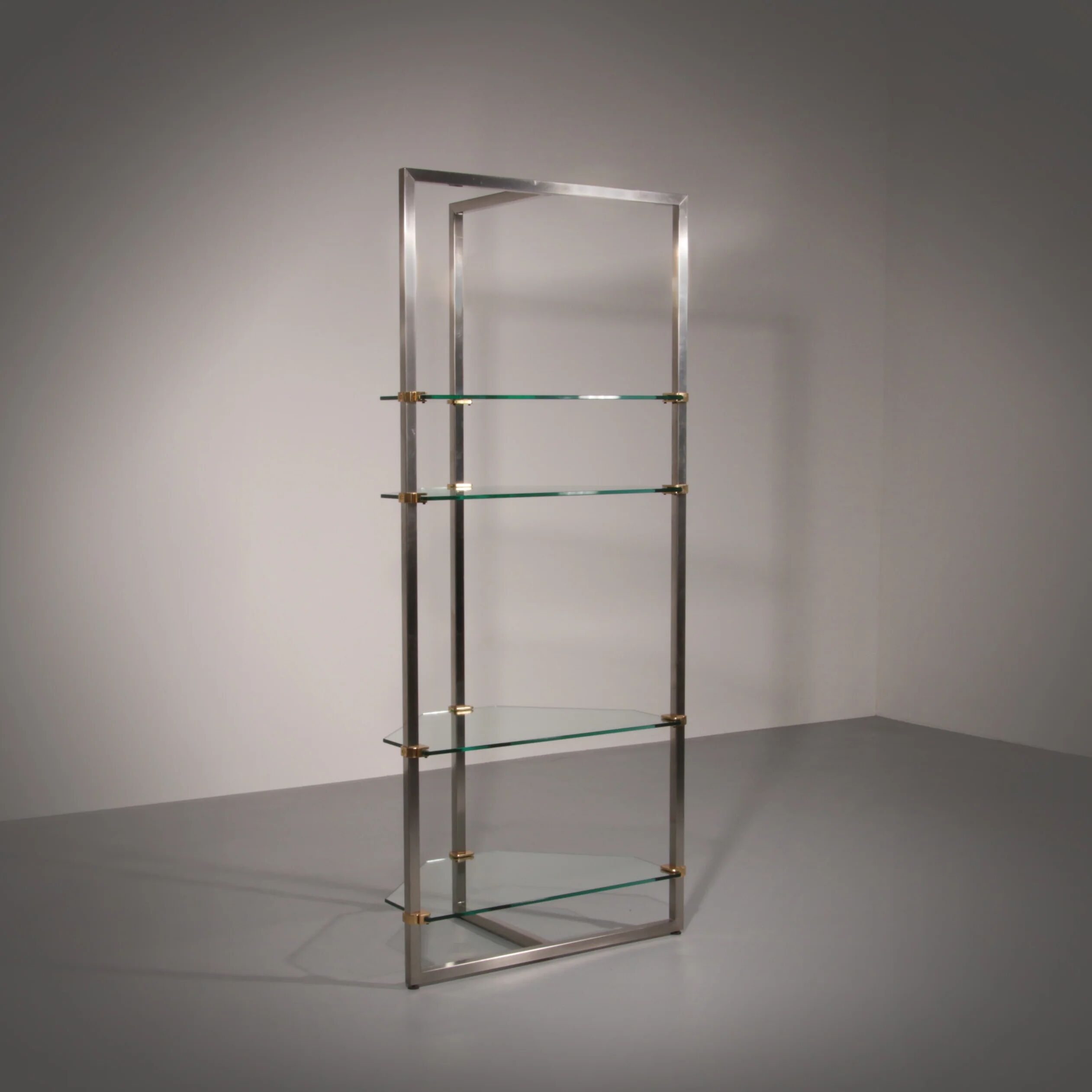 Peter Ghyczy 1970 corner cabinet – iconic stainless steel & aluminum model R16