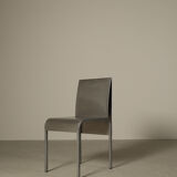 Set of six postmodernist stainless steel dining chairs from circa 1980-1990.