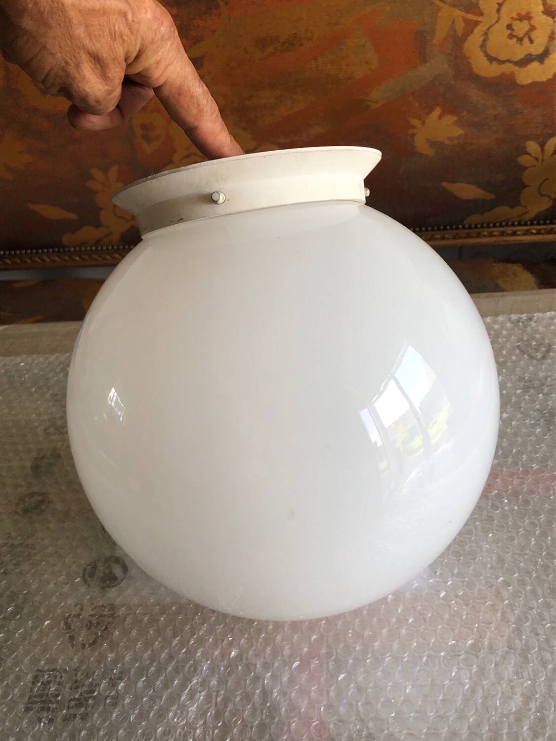 Opaline ball ceiling light.