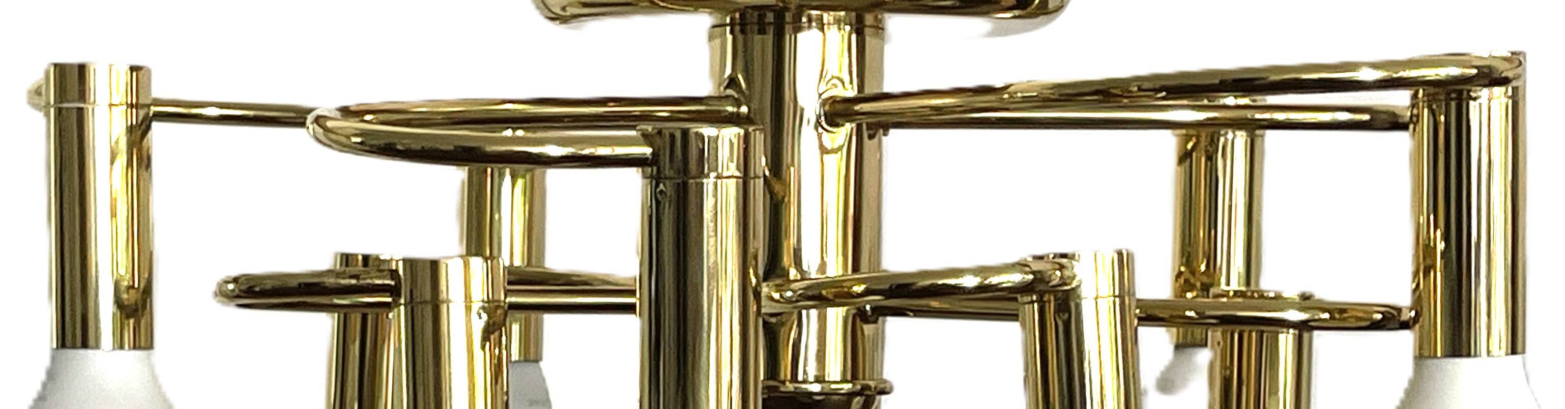 Brass suspension Mid-century 10 arms by Honsel Leuchten