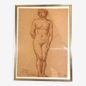 Nude academic sanguine woman, original signed work