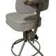 Title Vintage adjustable workshop chair – patinated metal & grey faux leather