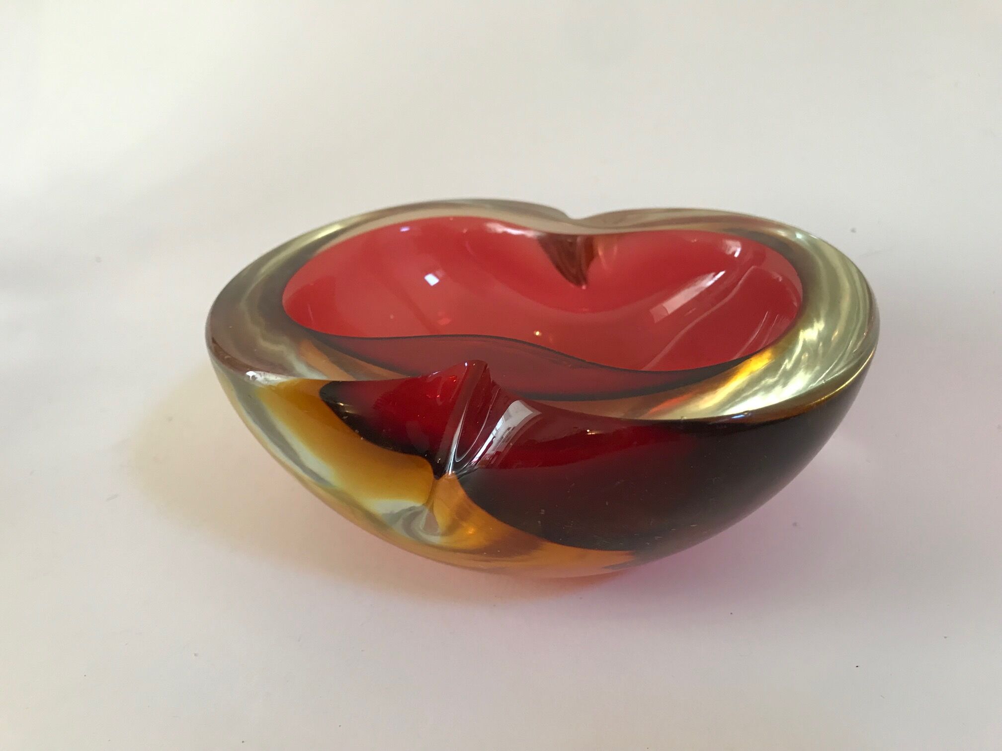 Ashtray sommerso red doubled yellow