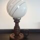 Scandinavian lamp in wood and opaline years 60-70