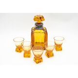 Crystal carafe and 5 glasses, WMF Germany, Art Deco.