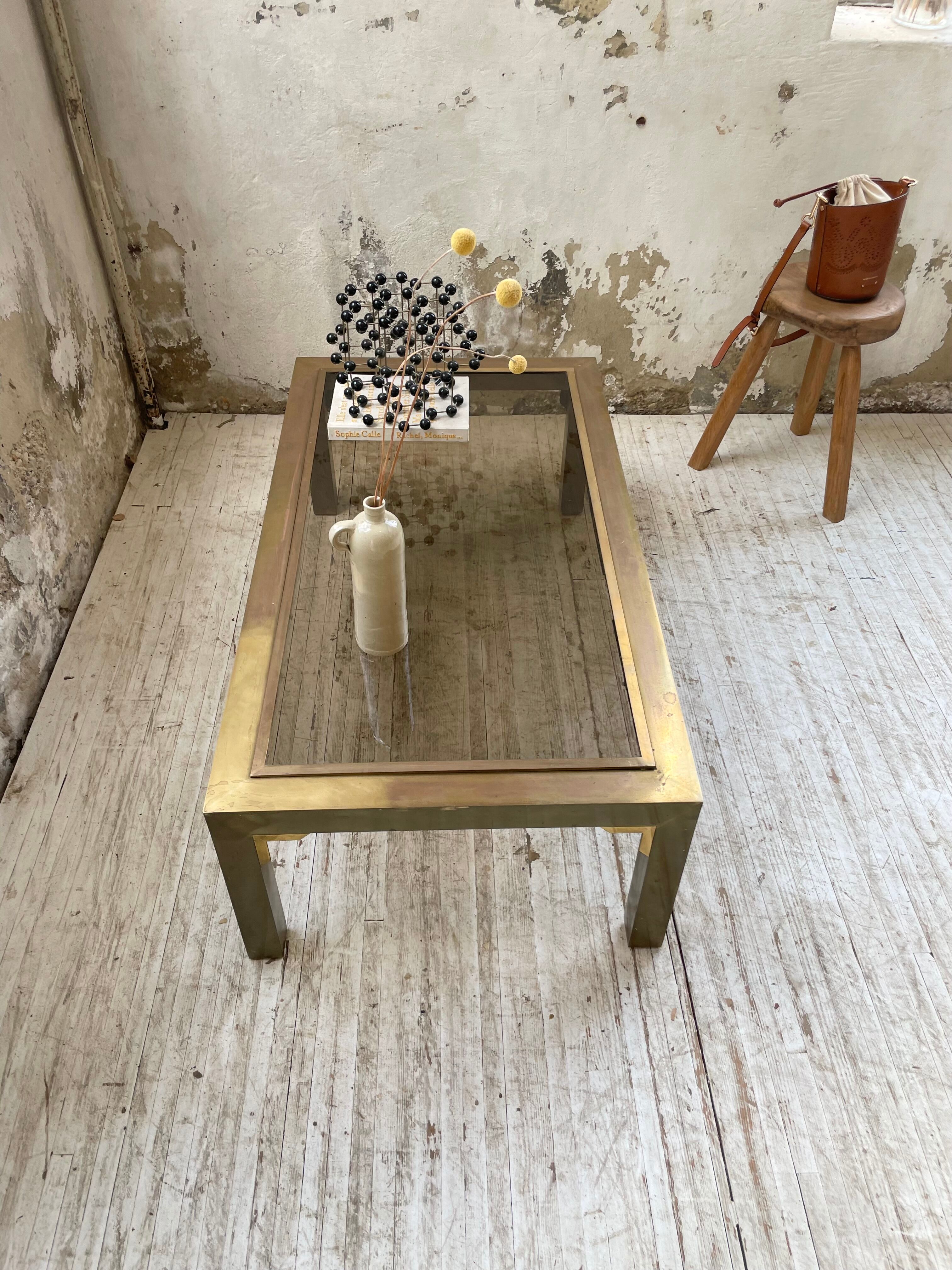 60s brass coffee table
