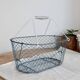 Large vintage blue wire basket