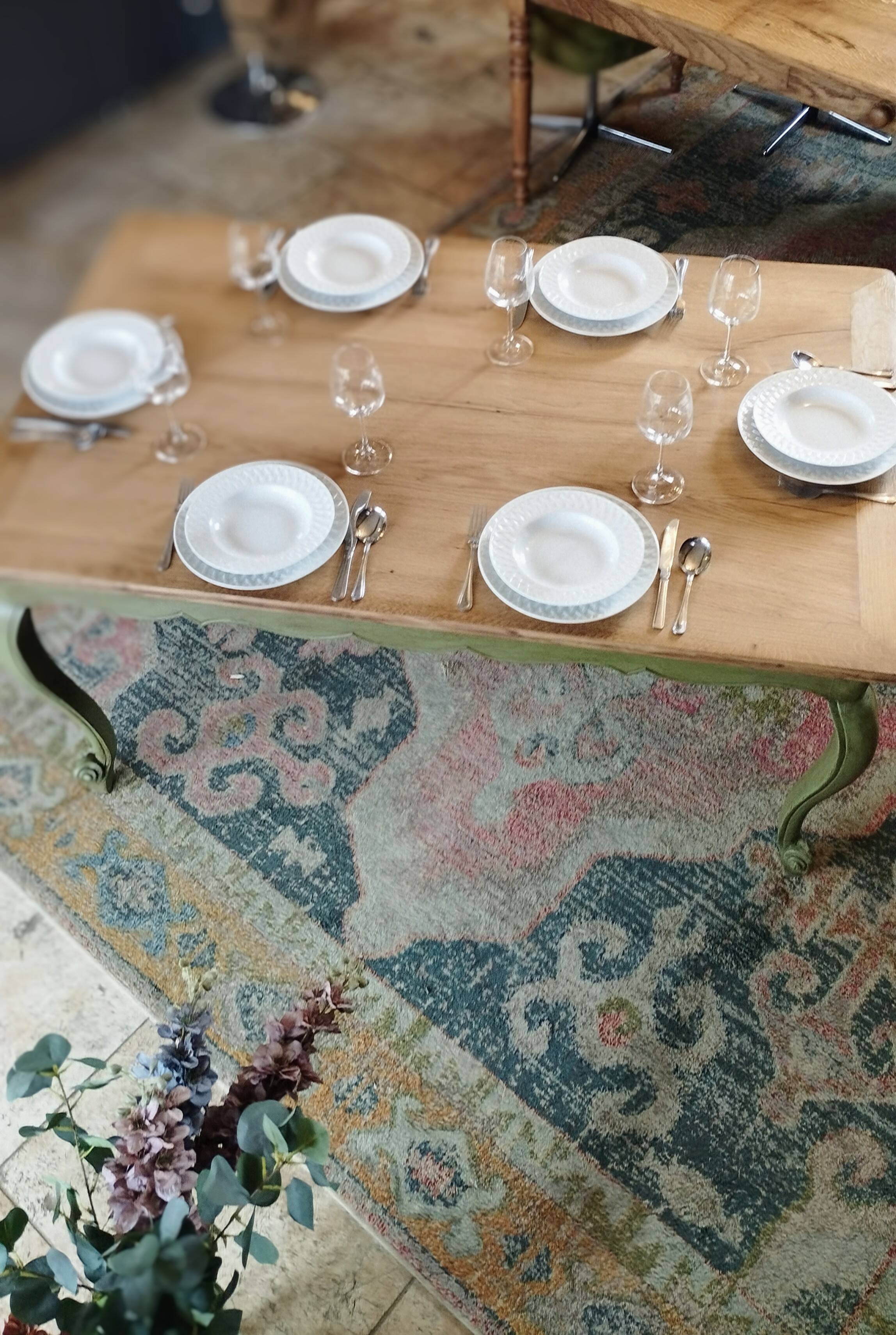 Olive green patinated table