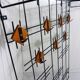 Black wire steel & wooden wall coat rack with hat shelf 1960's