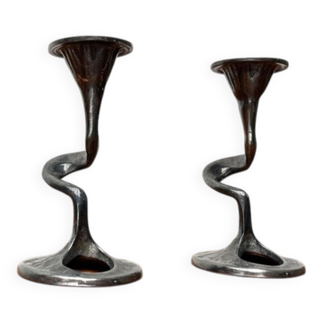 Bougeoirs Amadeus de la série Brutaliste italienne du milieu du siècle par Kurt Jesch pour Fratelli Tonini, années 1960, lot de 2