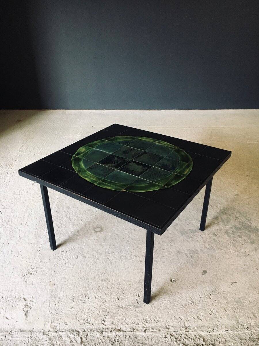 Mid-Century Studio Ceramic Tile Coffee Table, Belgium, 1960s