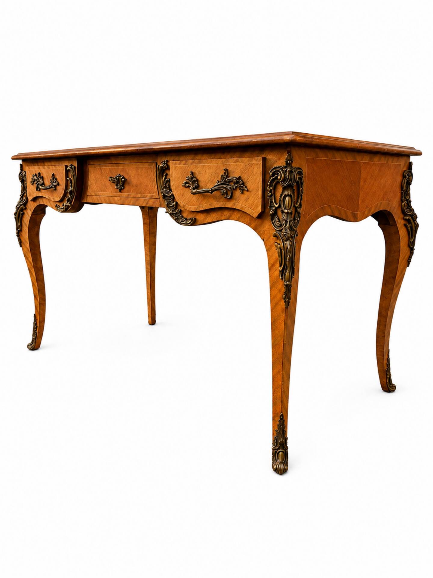 French flat desk in Louis XV style and bronze
