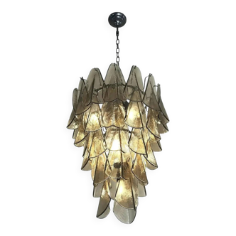 Luxury Smoked Fumé Murano Glass “Rondini” Chandelier with Cascading Design