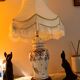 Very large ceramic lamp from Gien with a beautiful lampshade.