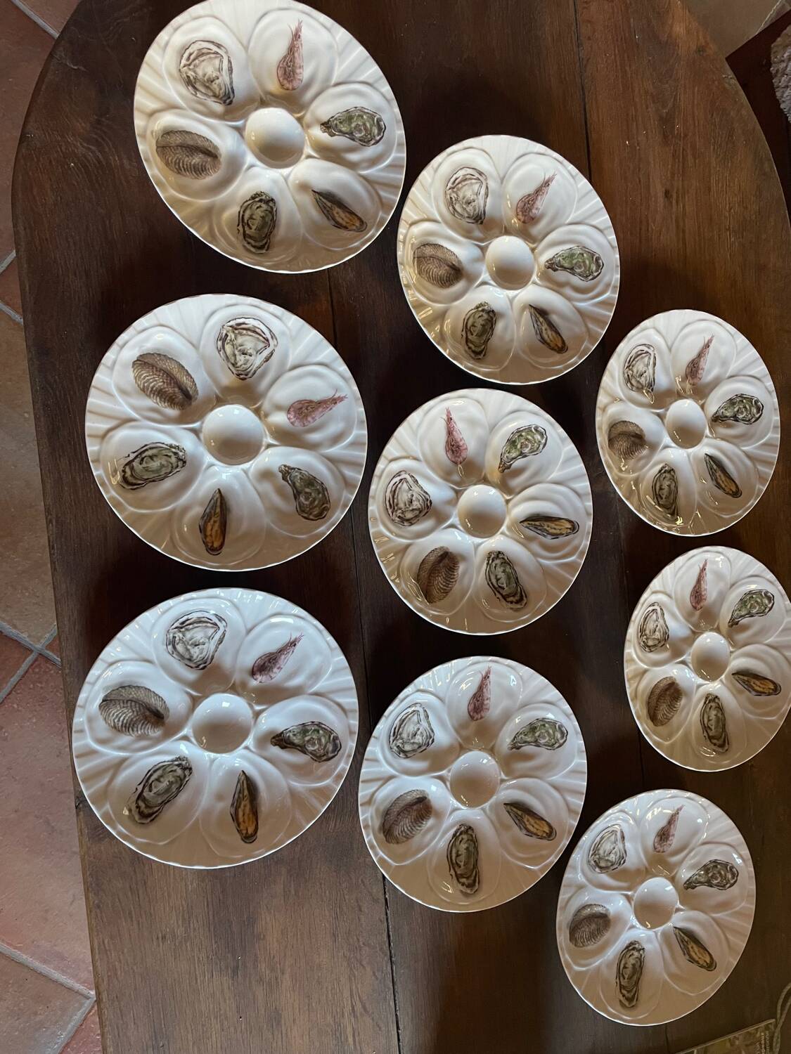 Porcelain oyster plates "The swallow" Melun sur Yevre