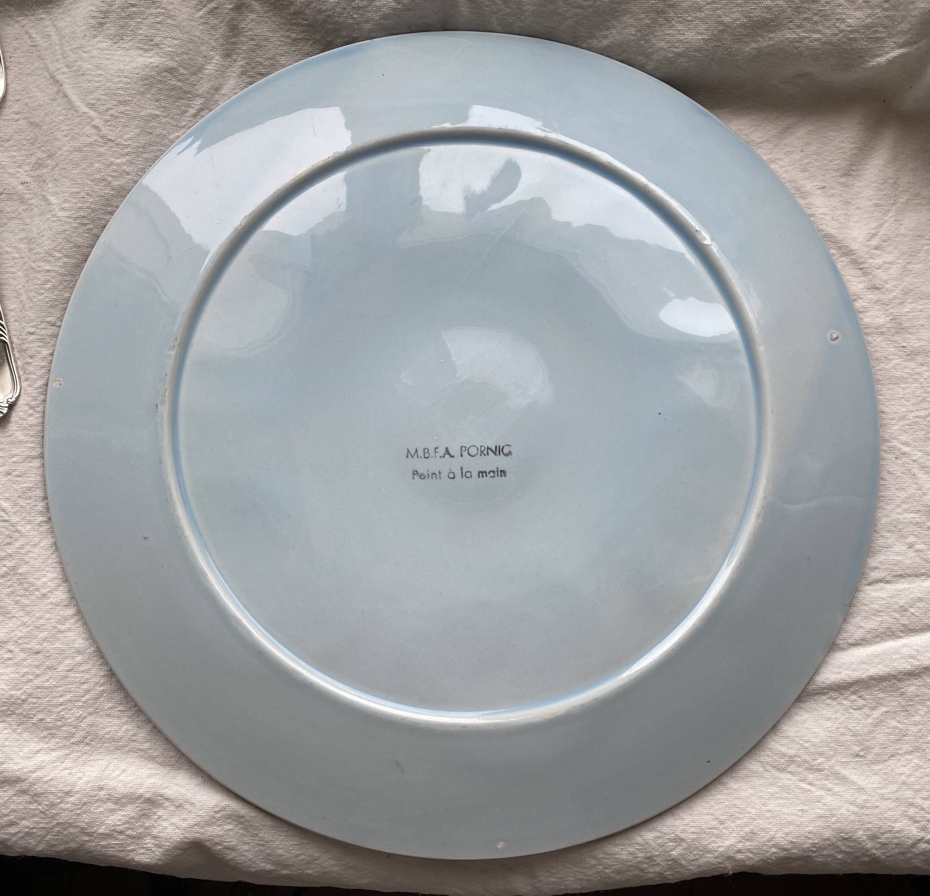 Set of 6 vintage oyster plates, earthenware, 1960s