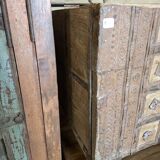 Authentic old Rajasthan chest / trunk hammered teak metal