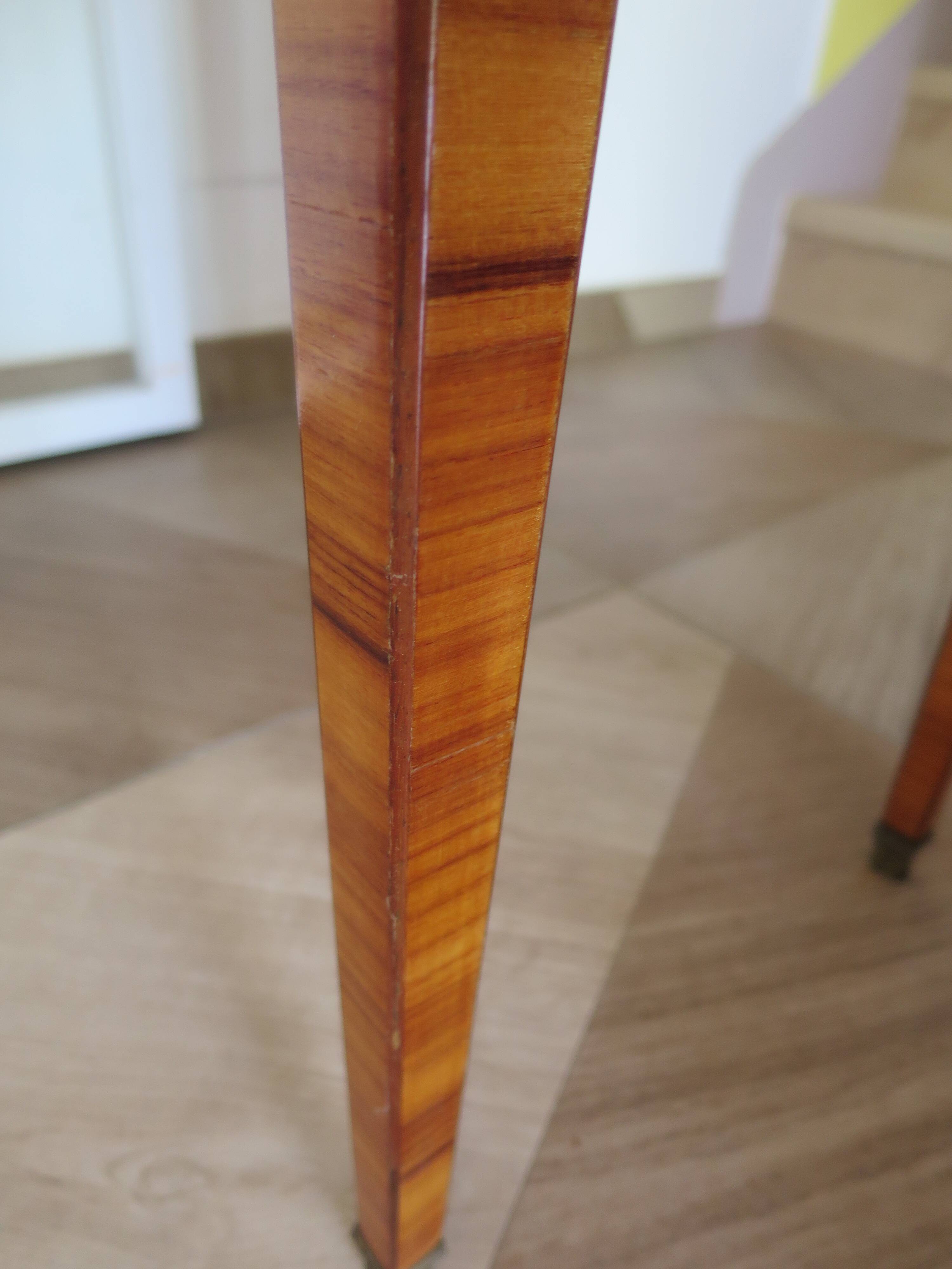 Console Louis XVI-Table d'appoint-Marqueterie-pieds sabots-années 80-Tiroir