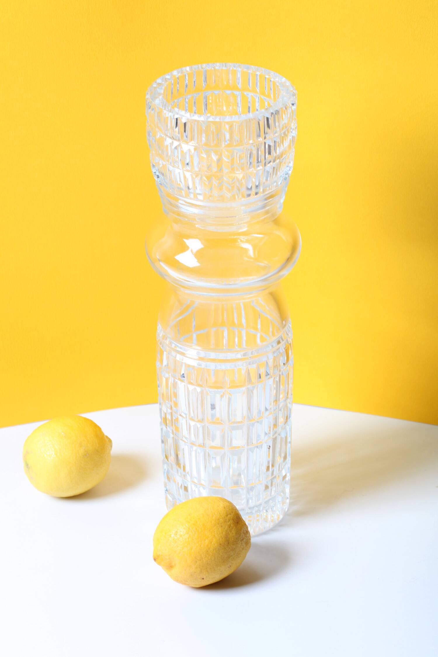 Mid-century Large Vase / Vintage Tall and Solid Clear Crystal Vase / 1960s