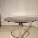 Glass and metal table