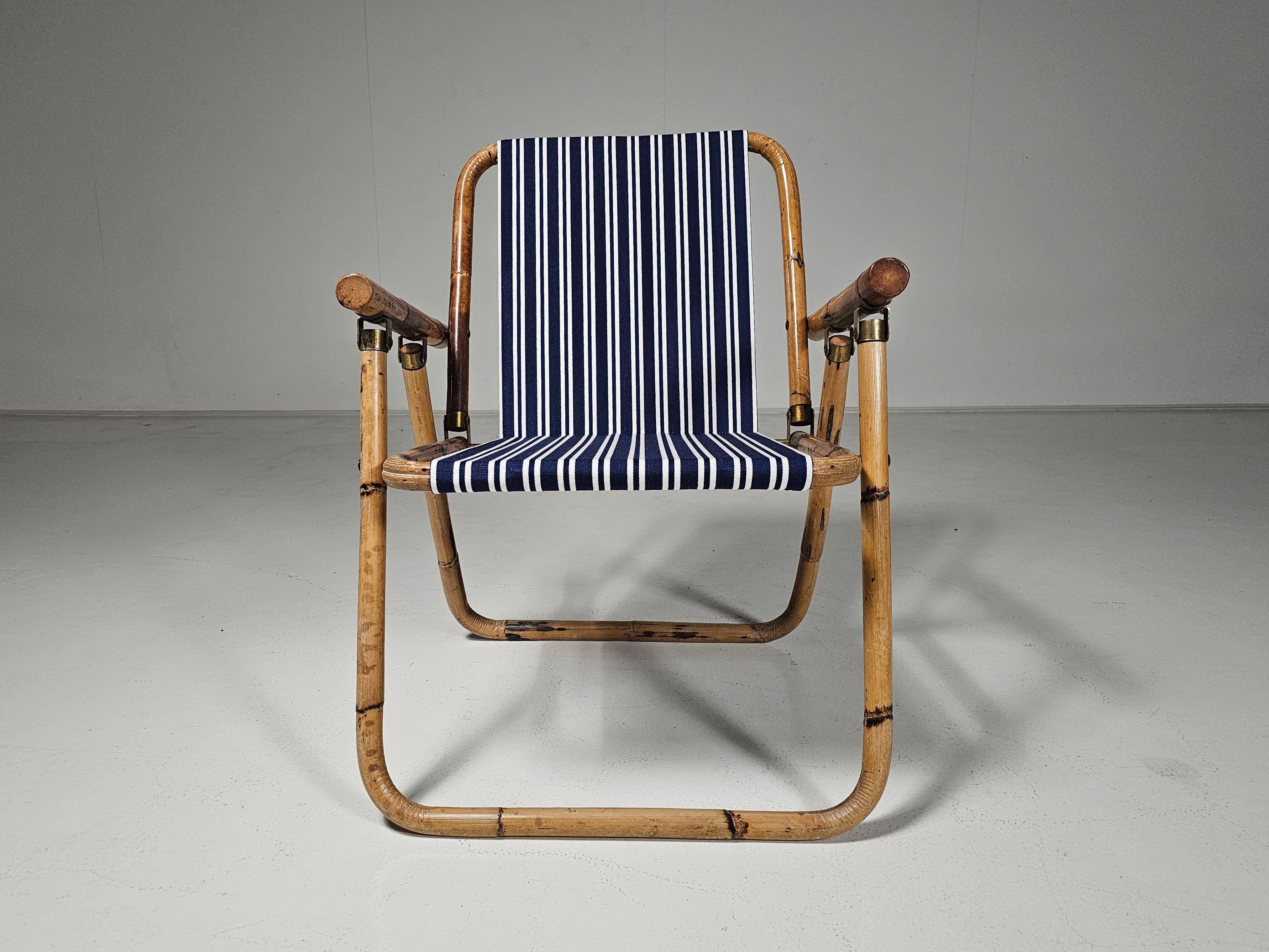 Bamboo and brass folding chairs, Italy, 1960s