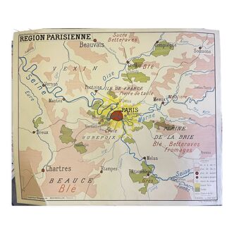 Paris and Paris region school map 1950 Montmorillon