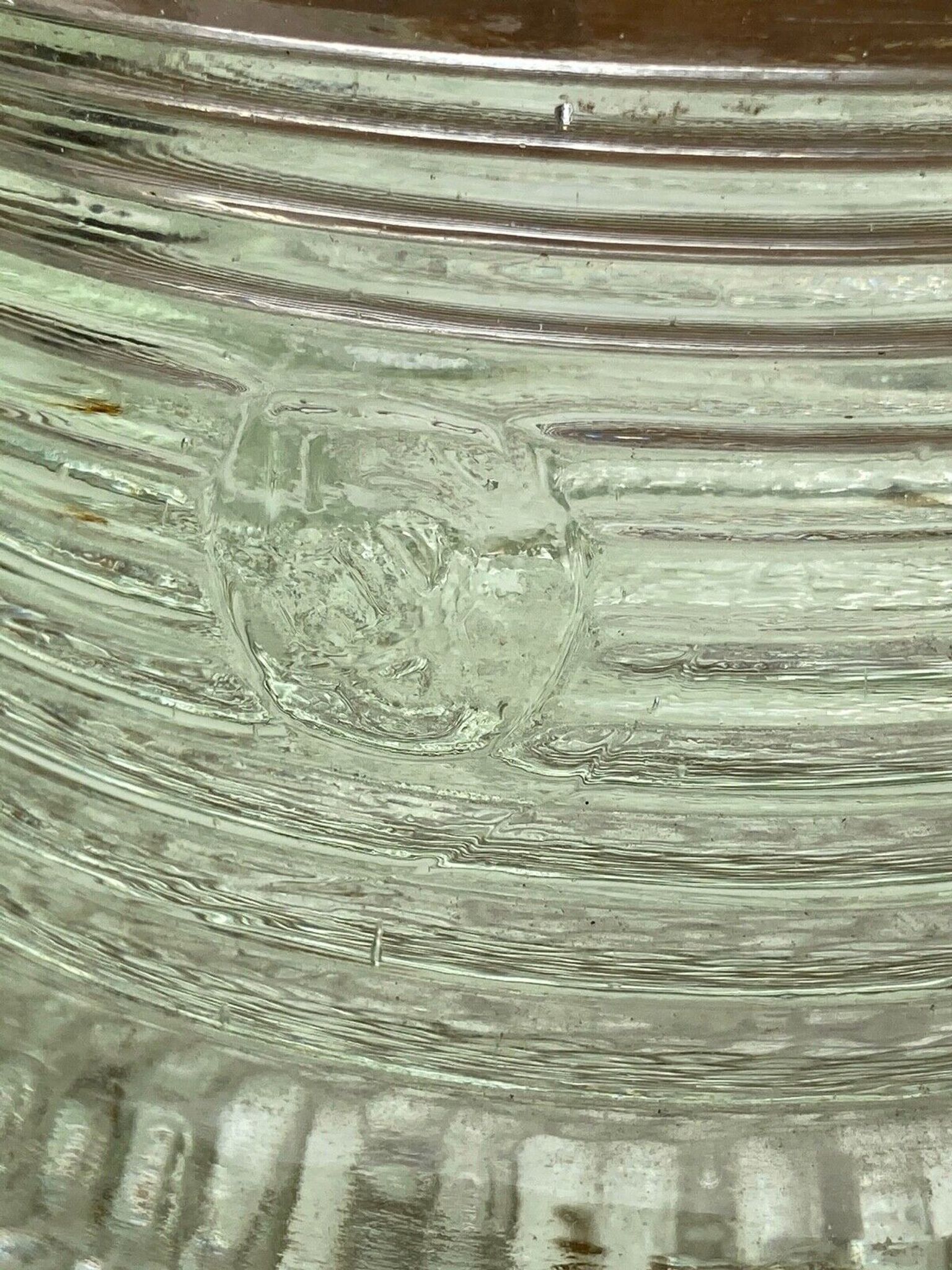 Vacuum pocket container art deco modernist glass, crystal stamp to decipher