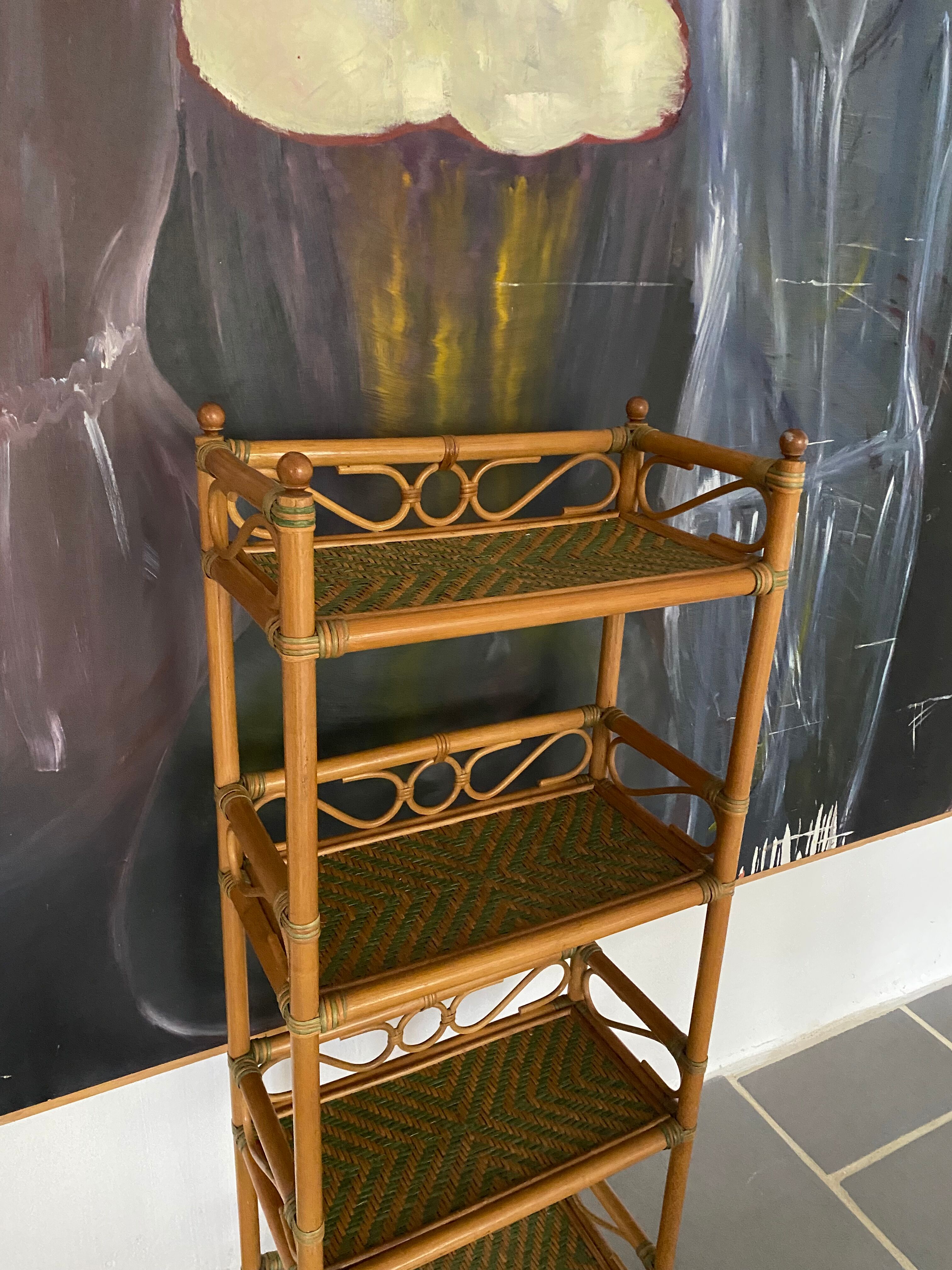 Vintage rattan shelves