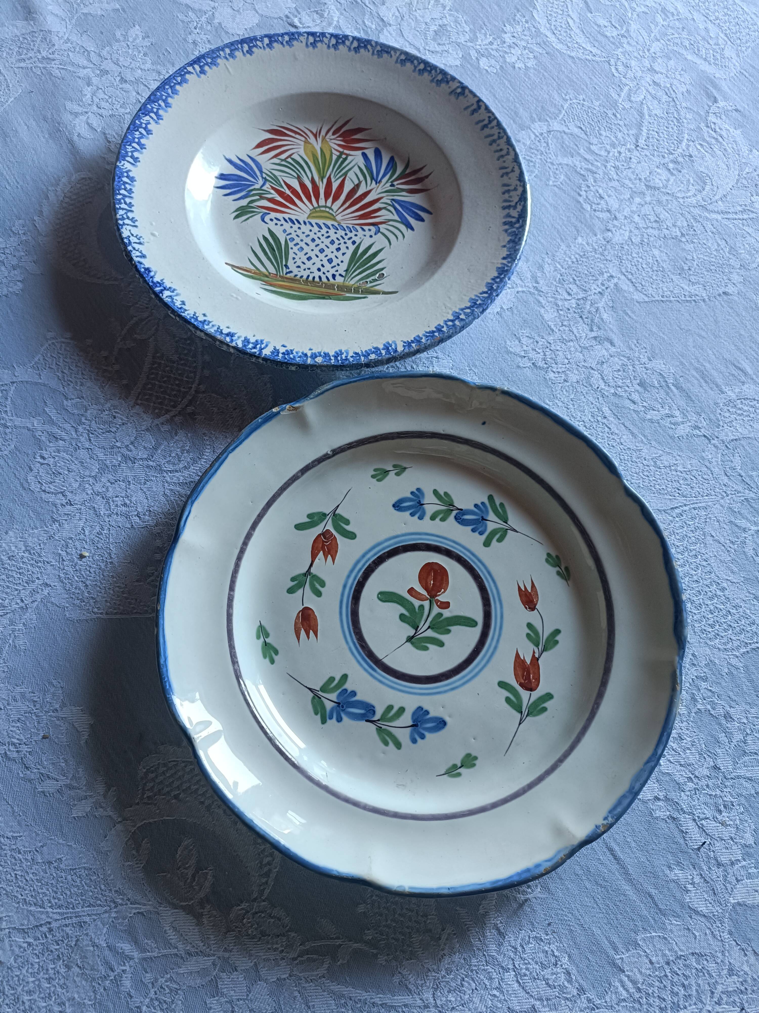 Two 19th-century plates in earthenware.